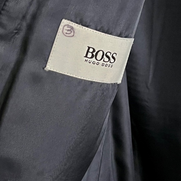 VINTAGE HUGO BOSS WOOL SPORTS COAT 46L 2-BUTTON BLUE VENTLESS NOTCH COLLAR USA - Picture 4 of 10